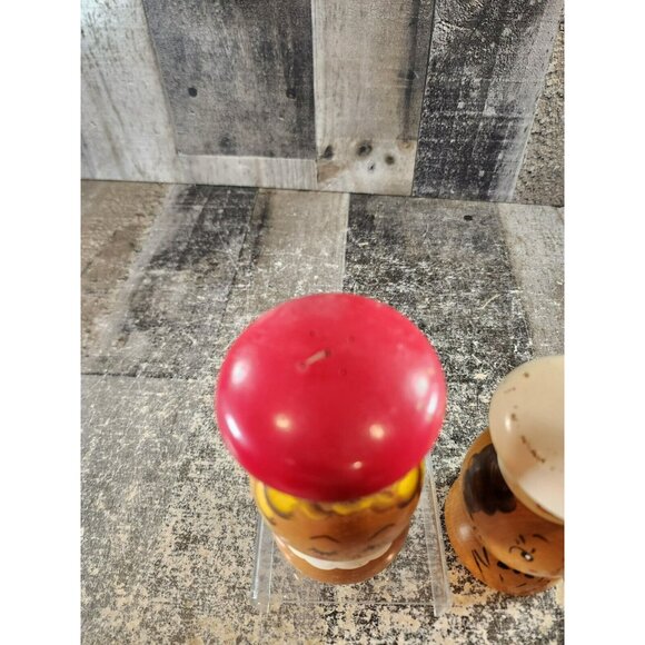 Vintage Salty & Peppy Retro Kitchen Salt Pepper Shakers Chef Large Wooden - Picture 8 of 8